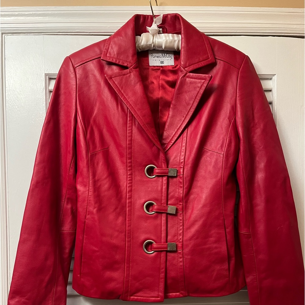 Pamela McCoy Red Leather Jacket